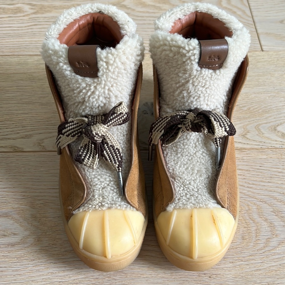 Coach shearling wedge high top